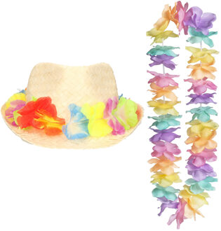Carnaval verkleed set - Tropische Hawaii party - hoedje met bloemenslinger - volwassenen