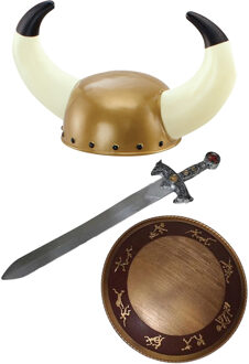 Carnaval verkleed set Viking/ridder - helm/zwaard en schild - middeleeuws