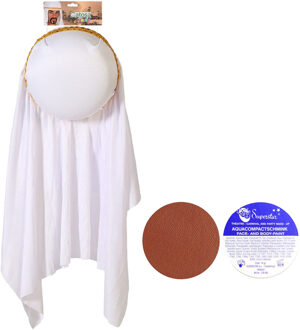 Carnaval verkleed set voor een Arabier/Sjeik - hoofddoek - met flacon bruin schmink