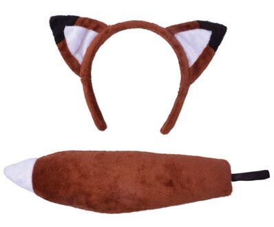 Carnaval verkleed setje - dieren - vos - oortjes/staart - bruin - volwassenen