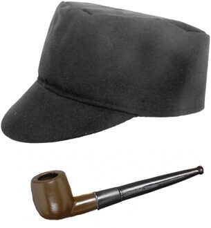 Carnaval verkleed setje heren - Boeren pet/hoed en een pijp