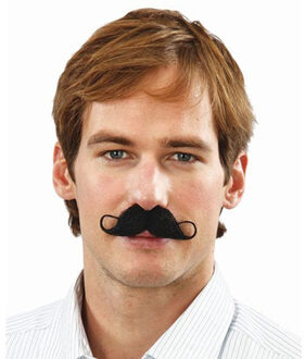 Carnaval verkleed snorren - Duitser Wilhelm - zwart - zelfklevende namaak snor