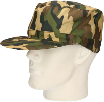 Carnaval verkleed Soldaten hoedje - camouflage groen - voor volwassenen - Militairen/leger thema