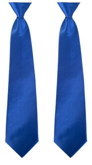 Carnaval verkleed stropdas - 2x - blauw - volwassenen - 40 cm - met elastiekje