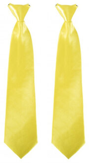 Carnaval verkleed stropdas - 2x - geel - volwassenen - 40 cm - met elastiekje