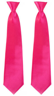 Carnaval verkleed stropdas - 2x - roze - volwassenen - 40 cm - met elastiekje