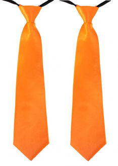 Carnaval verkleed stropdas - 2x stuks - oranje - volwassenen - 40 cm - met elastiekje