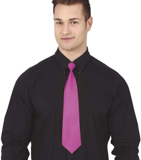 Carnaval verkleed stropdas - fuchsia roze - polyester - volwassenen/unisex