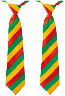 Carnaval verkleed stropdas gestreept rood/geel/groen - 2x - 40 cm - volwassenen