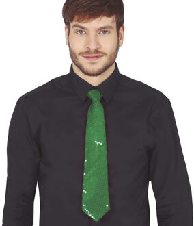 Carnaval verkleed stropdas met pailletten - groen - polyester - volwassenen/unisex