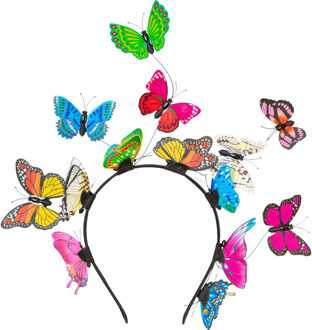 Carnaval verkleed tiara/diadeem - vlinders - kleurrijk - dames/meisjes - Carnaval Multi