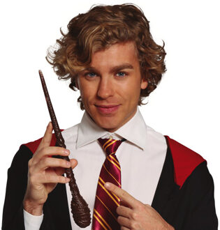 Carnaval verkleed toverstokje - voor heksen en tovenaars - 25 cm - bruin - kunststof - Feestdecoratievoor