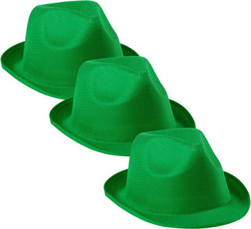 Carnaval verkleed trilby hoedje - 6x - groen - polyester - volwassenen/heren/dames