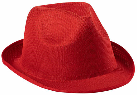 Carnaval verkleed trilby hoedje - rood - polyester - volwassenen/heren/dames