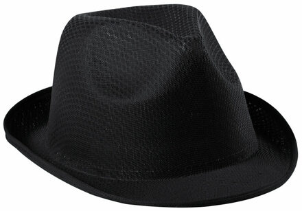 Carnaval verkleed trilby hoedje - zwart - polyester - volwassenen/heren/dames