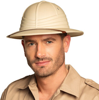 Carnaval verkleed Tropenhelm - beige/kaky - volwassenen