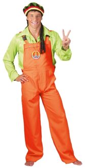 Carnaval verkleed tuinbroek - neon oranje - kostuum voor volwassenen