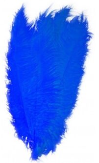 Carnaval verkleed veer/struisvogelveren - blauw - 50 cm - Carnaval - Sierveren/charleston veren