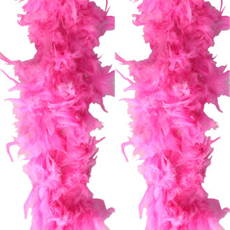 Carnaval verkleed veren Boa - 2 stuks- fuchsia roze - 180 cm - Verkleed boa