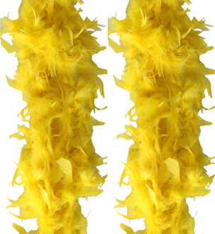 Carnaval verkleed veren Boa -2 stuks - geel - 180 cm