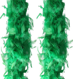 Carnaval verkleed veren Boa - 2 stuks - groen - 180 cm