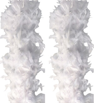 Carnaval verkleed veren Boa - 2 stuks - ivoor wit - 180 cm