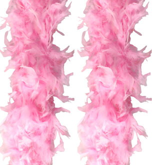 Carnaval verkleed veren Boa - 2 stuks - lichtroze -180 cm