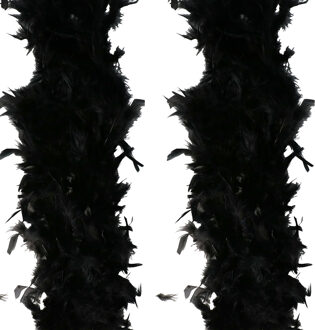 Carnaval verkleed veren Boa - 2 stuks - zwart - 180 cm