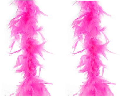 Carnaval verkleed veren Boa - 2x - kleur fluor fuchsia roze - 2 meter