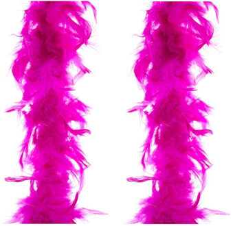 Carnaval verkleed veren Boa - 2x stuks - kleur fuchsia roze - 2 meter - Verkleedkleding accessoires