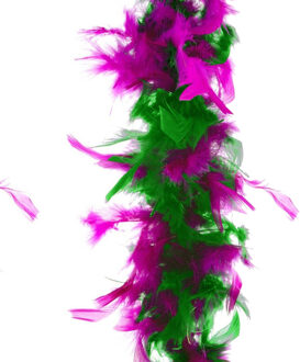 Carnaval verkleed veren Boa - fuchsia/groen - 2 meter - Verkleedkleding accessoire Multi