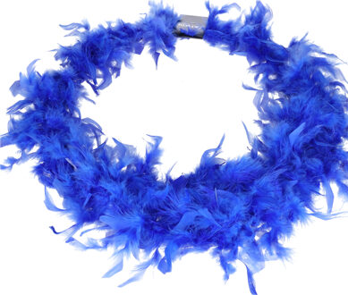 Carnaval verkleed veren Boa kleur blauw 180 cm - Verkleed boa