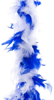 Carnaval verkleed veren Boa kleur blauw/wit mix 2 meter - Verkleed boa