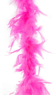 Carnaval verkleed veren Boa kleur fluor fuchsia roze 2 meter - Verkleed boa