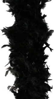 Carnaval verkleed veren Boa kleur zwart 180 cm - Verkleed boa