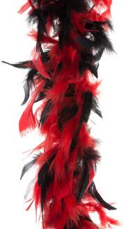 Carnaval verkleed veren Boa kleur zwart/rood mix - 2 meter - Verkleed boa