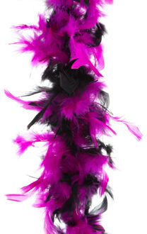 Carnaval verkleed veren Boa - zwart/roze - 2 meter - Verkleedkleding accessoires
