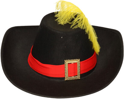 Carnaval verkleed Vilten musketiers/piraten hoed - zwart - volwassenen