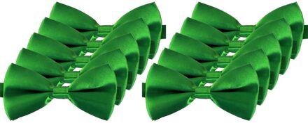 Carnaval verkleed vlinderstrikje - 10x - groen - 12 cm - voor dames/heren - strikken - kleding