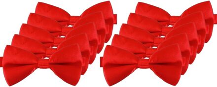 Carnaval verkleed vlinderstrikje - 10x - rood - 12 cm - dames/heren