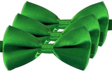 Carnaval verkleed vlinderstrikje - 3x - groen - 12 cm - voor dames/heren - strikken - kleding
