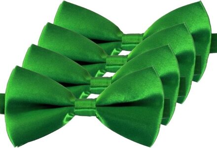 Carnaval verkleed vlinderstrikje - 4x - groen - 12 cm - voor dames/heren - strikken - kleding