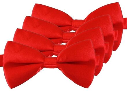 Carnaval verkleed vlinderstrikje - 4x - rood - 12 cm - voor dames/heren - strikken - kleding