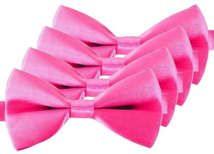 Carnaval verkleed vlinderstrikje - 4x - roze - 12 cm - voor dames/heren - strikken - kleding