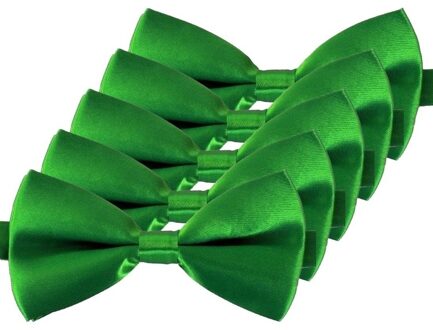 Carnaval verkleed vlinderstrikje - 5x - groen - 12 cm - voor dames/heren - strikken - kleding