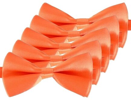 Carnaval verkleed vlinderstrikje - 5x - oranje - 12 cm - voor dames/heren - strikken - kleding