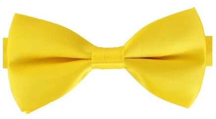 Carnaval verkleed vlinderstrikje - geel - 12 cm - voor dames/heren - strikken - kleding