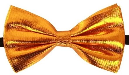 Carnaval verkleed vlinderstrikje - Goud - 14 cm - voor dames/heren Goudkleurig