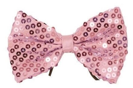 Carnaval verkleed vlinderstrikje met pailletten glitters - lichtroze - Verkleedstrikjes