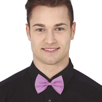 Carnaval verkleed vlinderstrikje - roze - polyester - volwassenen/unisex